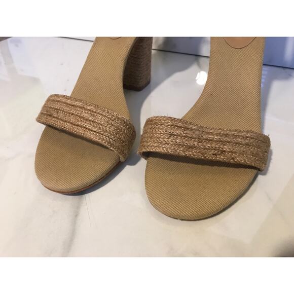 Jeffrey Campbell Rowboat Sandals 9 Tan Jute Block Heels - Picture 6 of 12